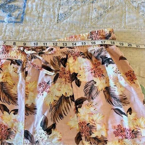 Hawaiian print elastic stretch linen shorts with side pockets and drawstring XL - Picture 5 of 7